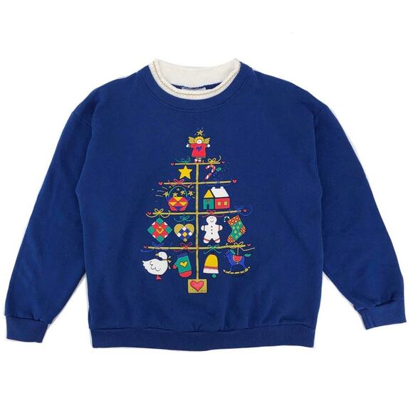 90s Christmas double collar crewneck sweatshirt 1990s vintage - Picture 2 of 4